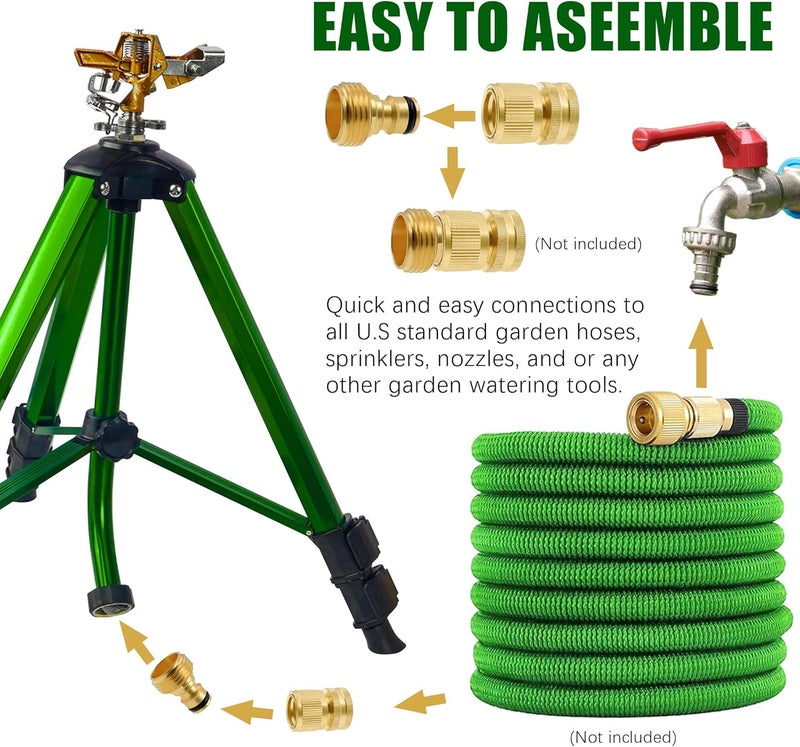 LIULO TOOL Impact Sprinkler on Tripod Base, Tripod Sprinklers with Brass Head, 360 Degree Large Area Irrigation with Extension Legs Flip Locks, Heavy Duty 3/4" Connector for Lawn Yard Garden - Image 5